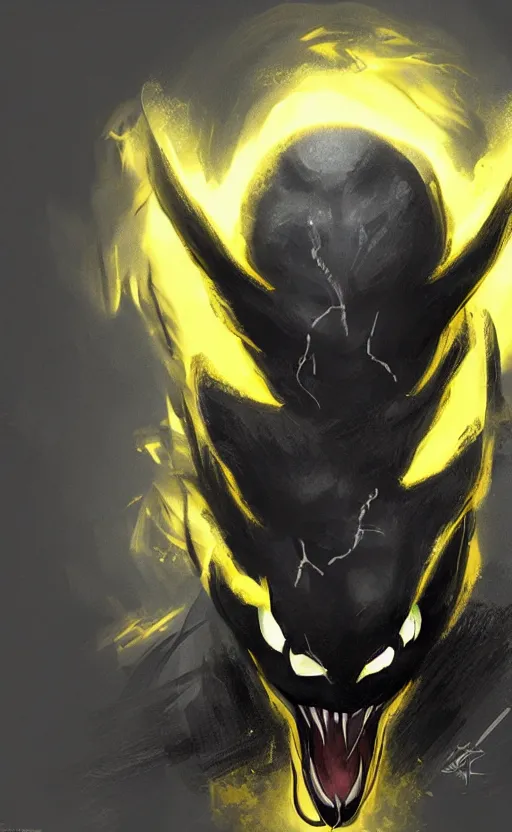 Image similar to venom as pikachu, dynamic lighting, photorealistic dark fantasy concept art, trending on art station, stunning visuals, creative, cinematic, ultra detailed