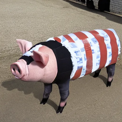 Image similar to pig dressed as a prisoner