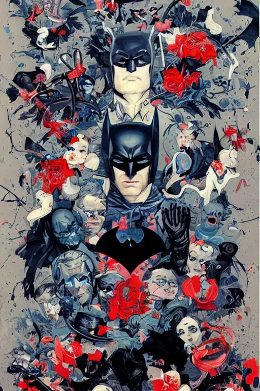 Image similar to a painting by James Jean about Batman, cover art, elegant