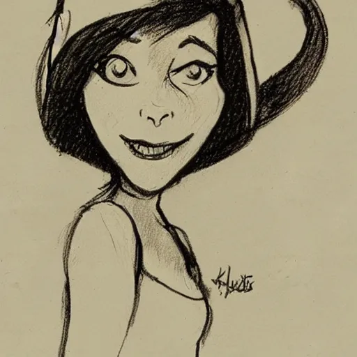 Image similar to milt kahl sketch of a cuban girl who looks like a squirrel as princess padme in star wars episode 3