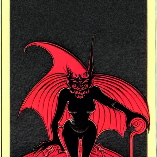 Image similar to medium gargoyle soft light, by bernie wrightson and joe fenton and jack gaughan, inspired art deco, black and red only, fine, sharp high detail,