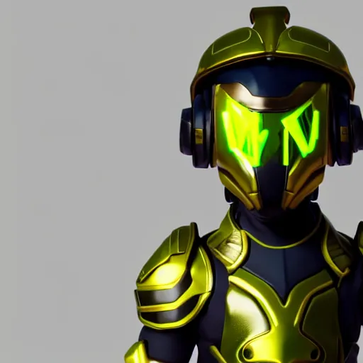 Prompt: a young boy with the appearance and armor of lucio from overwatch, design, octane render, 4 k, ingame shot