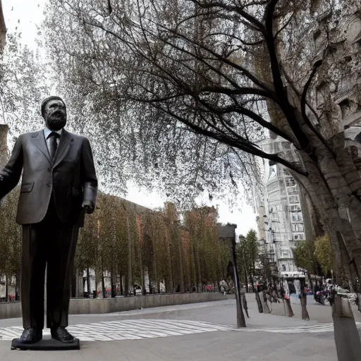 Image similar to A giant bronze statue of Mariano Rajoy in the middle of Madrid