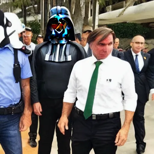 Prompt: Bolsonaro with Darth Vader Clothes