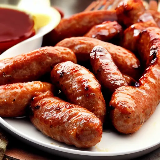 Image similar to very delicious sausage nugget bbq on plate