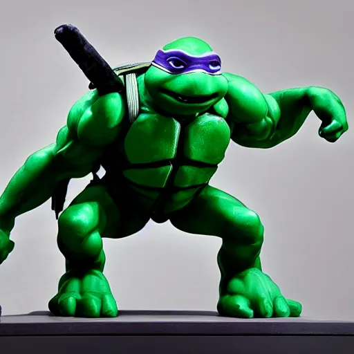 Prompt: teenage mutant ninja turtles as a sculpture by donatello, white marble, glossy, high details, cinematic