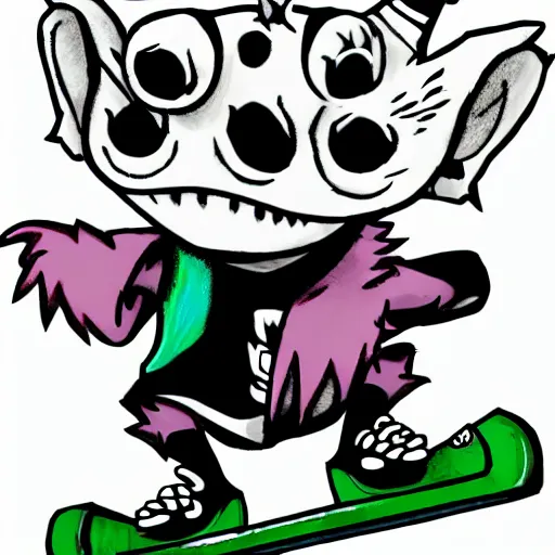 Image similar to cute emo goblin skaterboy, deviantart