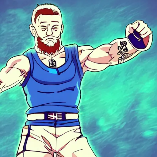 Prompt: connor mcgregor anime character, studio ghibli, full-body, animation, colourful, 8k resolution,