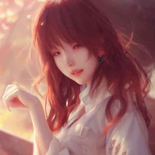 Image similar to realistic detailed semirealism beautiful gorgeous natural cute excited happy Yang Xiao Long4K high resolution quality artstyle professional artists WLOP, Aztodio, Taejune Kim, Guweiz, Pixiv, Instagram, Artstation