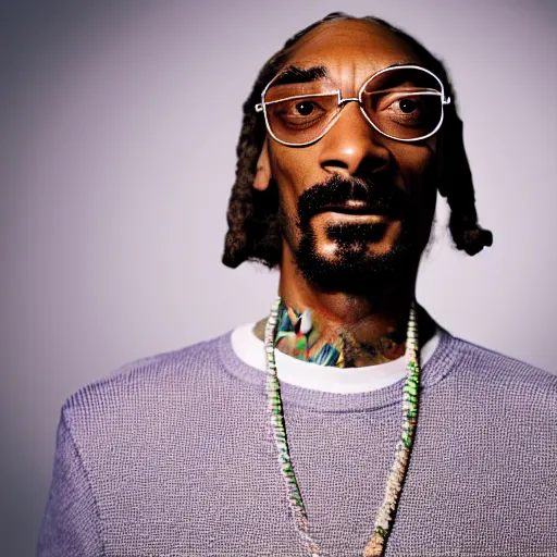 Image similar to professional studio portrait photo of snoop dogg 1 0 0 % sober, photoshoot