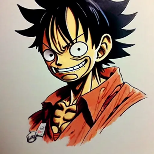 Image similar to luffy by kim jung gi