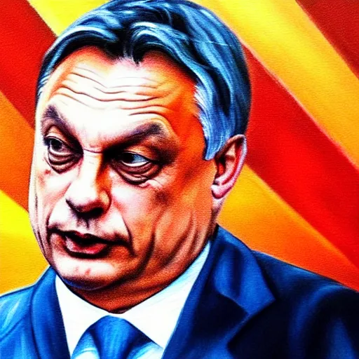 Prompt: viktor orban giving away cash, oil painting