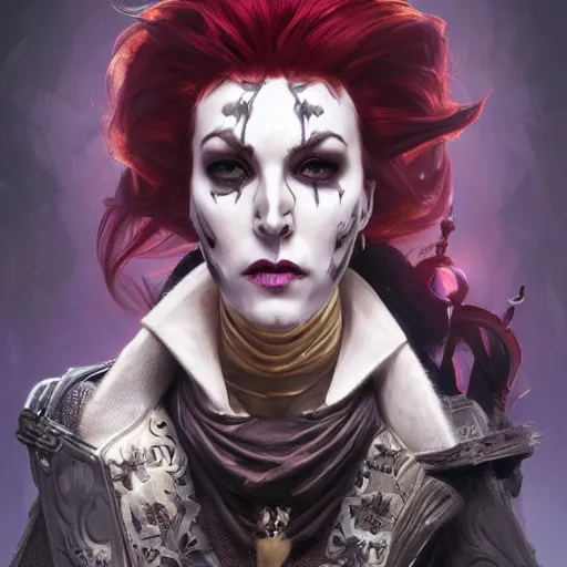 Image similar to dark fantasy character portrait of Moira from Overwatch, wearing skull mask, dystopian mood, intricate, wild, highly detailed, digital painting, artstation, upper body, concept art, smooth, sharp focus, illustration, art by artgerm and greg rutkowski and alphonse mucha