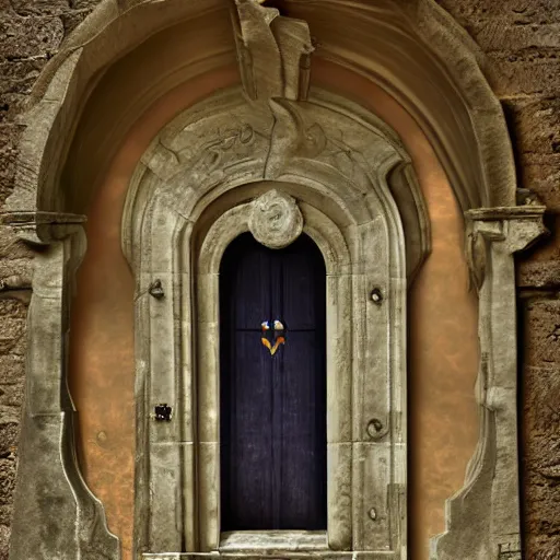 Image similar to the door to darkness from kingdom hearts in italy, digital photography, highly detailed, panning shot