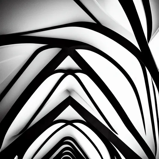 Prompt: hyperrealistic highly detailed modern church by zaha hadid in the tropical wood, strong lines, geometric, mystic, melancholy, lomography, scratches on photo, noise effect, blur effect, black and white color photograph, photorealistic shot, monochrome