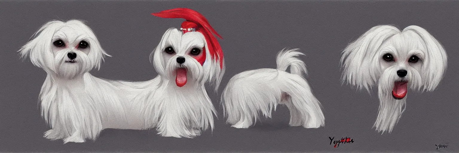 Image similar to a maltese terrier, concept art by yulia zhuchkova, lord raven art print,