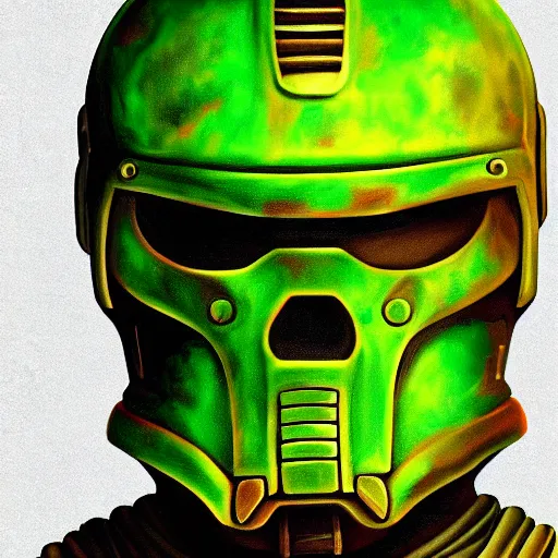 Image similar to portrait of doomguy, highly detailed, render, centered, digital painting