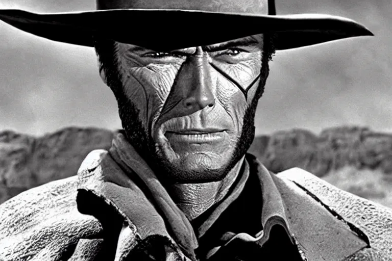 Image similar to clint eastwood as superman in the good the bad and the ugly