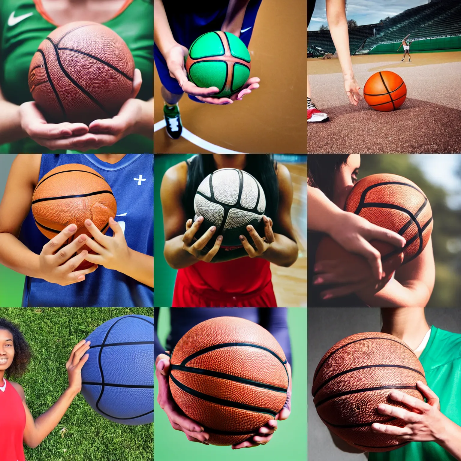 Prompt: A basketball player holding a ball Earth in her hand