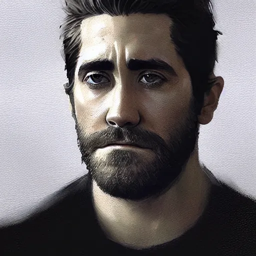 Image similar to “ portrait of jake gyllenhaal by greg rutkowski, young, attractive, highly detailed portrait, scifi, digital painting, artstation, concept art, smooth, sharp foccus ilustration, artstation hq ”