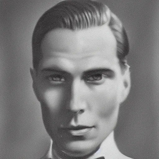 Image similar to a photograph portrait of jerma in the 1 9 3 0 s with slicked back hair and a homburg fedora, taken in the mid 1 9 3 0 s, grainy, taken on a 3 0 s kodak camera, realistic, hyperrealistic, very realistic, highly detailed, very detailed, extremely detailed, detailed, digital art, trending on artstation