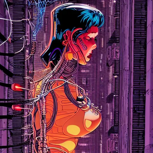 Prompt: a portrait of a beautiful cybernetic woman, cigarette in mouth, wires, cyberpunk concept art by josan gonzales and philippe druillet and dan mumford and enki bilal and jean claude meziere