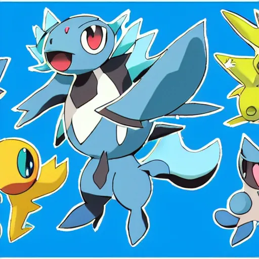 Prompt: official art of a Water-type Pokemon in the style of Ken Sugimori