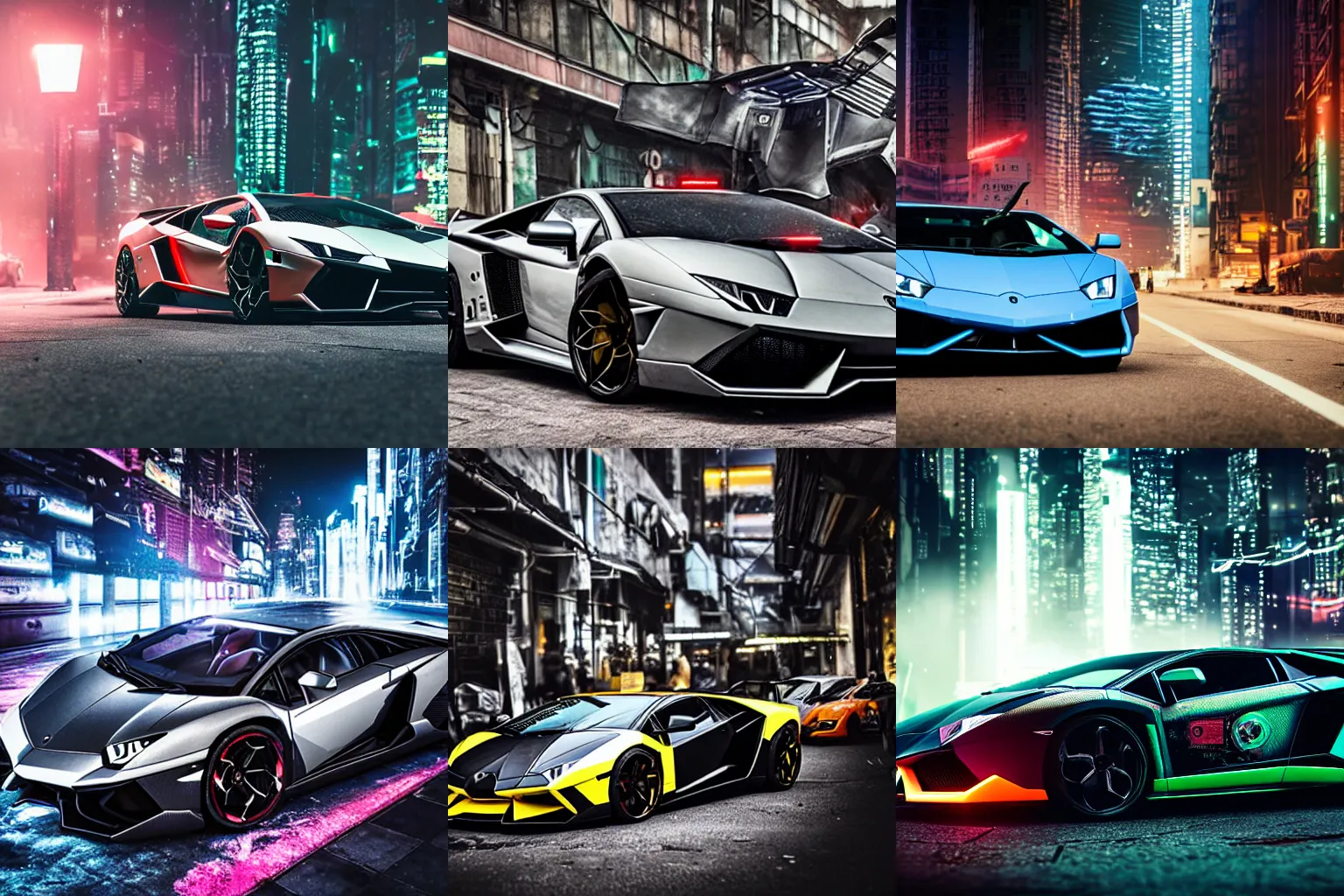 Prompt: a professional photography cyberpunk Lamborghini