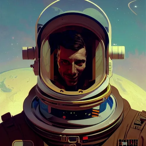 Prompt: portrait of a vicotrian astronaut man in suit by darek zabrocki and greg ruthkowski, alphonse mucha, simon stalenhag and cinematic and atmospheric, concept art, artstation, trending on artstation