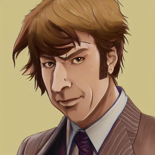 Image similar to portrait of saul goodman, anime fantasy illustration by tomoyuki yamasaki, kyoto studio, madhouse, ufotable, trending on artstation