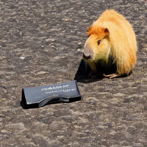 Image similar to capybara shaves mustache