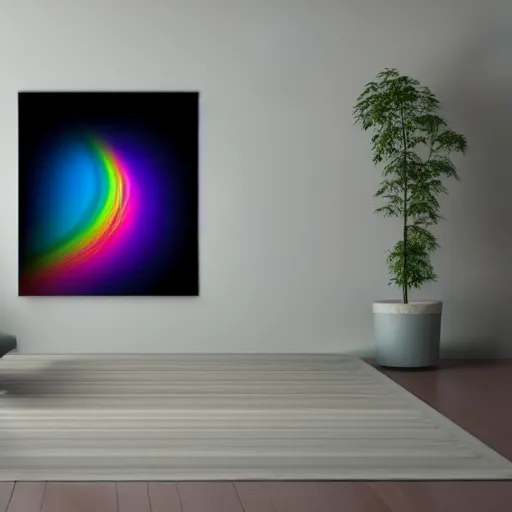 Image similar to abstract rainbow colors floating around black empty space, low quality blurry, dream