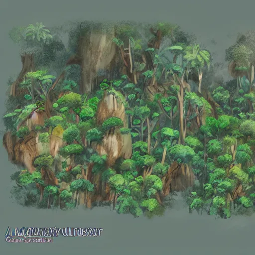 Prompt: a magical Malagasy forest, d&d concept art