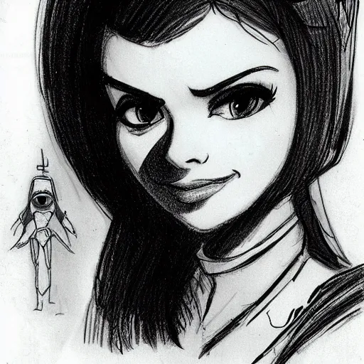 Image similar to milt kahl sketch of victoria justice as princess padme from star wars episode 3