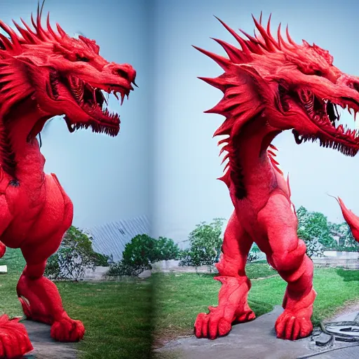 Image similar to a giant red dragon stuffed toy nft made by Ayami Kojima and beeple, vray render, unreal engine