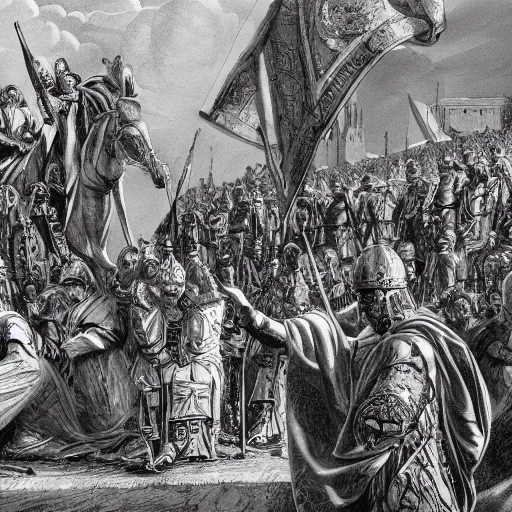 Image similar to coronation of Baldwin IV, dynamic lighting, cinematic, establishing shot, extremely high detail, photo realistic, cinematic lighting, intricate line drawings, 8k resolution