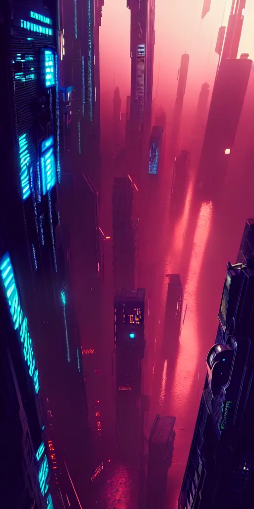 Image similar to epic cyberpunk cityscape : : blade runner, james guilleard, beeple, laurie greasley, dan mcpharlin : : ornate, dynamic, particulate, rich colors, intricate, elegant, highly detailed, centered, artstation, smooth, sharp focus, octane render, 3 d