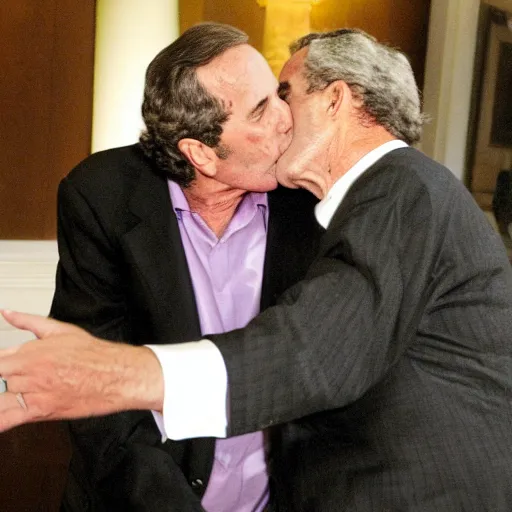 Image similar to nestor kirchner having a deep long sloppy kiss with george bush