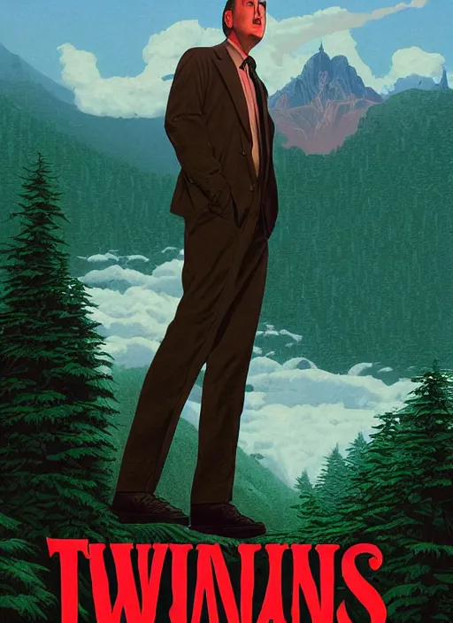 Prompt: twin peaks poster artwork by michael whelan and tomer hanuka, rendering of nicholas cage, full of details, by makoto shinkai and thomas kinkade, leyendecker, matte painting, trending on artstation and unreal engine