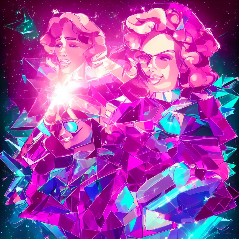 Image similar to crystal gem, epic retrowave art, trending on art station