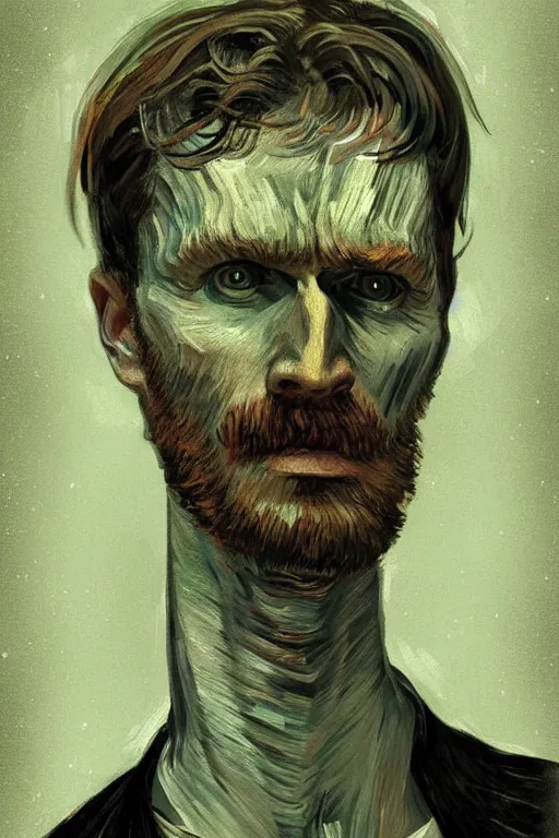 Image similar to portrait of the god of dreams, in the style of edvard munch, van gogh, digital art, artgerm, trending on artstation