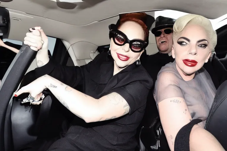 Image similar to lady gaga and judy garland carpool karaoke