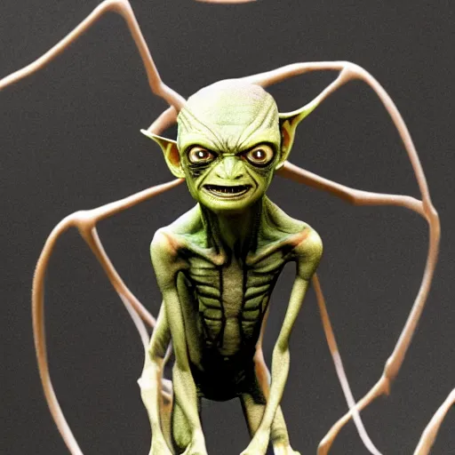 Image similar to Gollum with spider legs