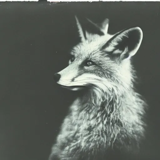 Image similar to anthropomorphic fox in a theatre play, 1920s photograph
