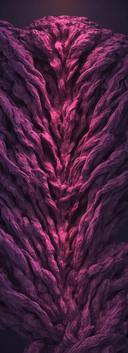 Image similar to visceral exoskeletal formations surrounding an alien flower, mythical mountains, dark contrast lighting, surreal, hyper detailed, cycles 3 d render, 8 k