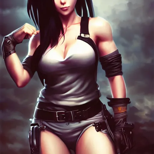 Image similar to tifa lockhart by Stanley Artgerm Lau, WLOP, Rossdraws, James Jean, Andrei Riabovitchev, Marc Simonetti