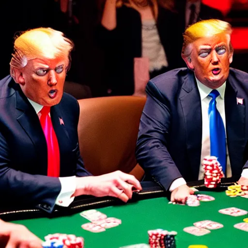 Image similar to donald trump and amber heard playing poker at night