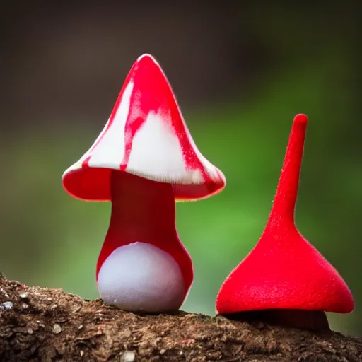 Prompt: red capped mushroom with alice in wonderland