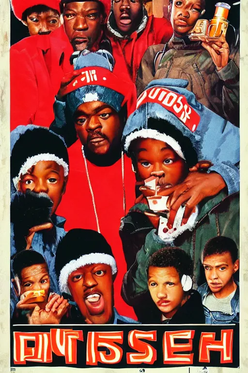 Image similar to poster the movie 1 9 8 8 ussr don't be a menace to south central while drinking your juice in the hood, perfect symmetrical eye, soviet russian winter fur hat with earflaps ushankas