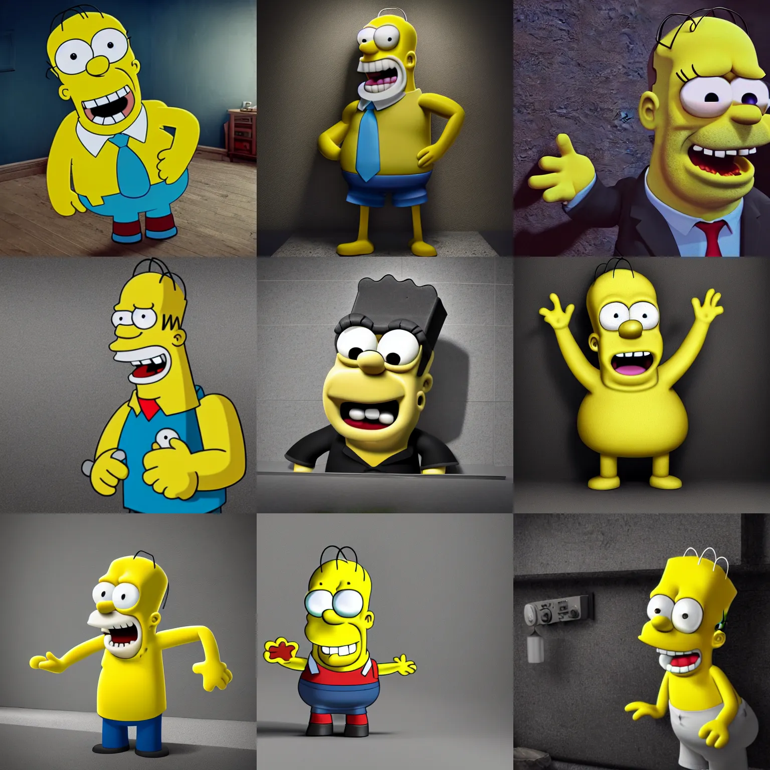 Prompt: Sponge bob merged with homer simpson, ultra realistic, concept art, intricate details, dark, highly detailed, photorealistic, octane render, 8k, unreal engine